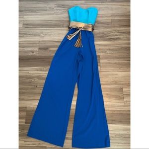 Rampage Blue Turquoise Strapless Jumpsuit Small